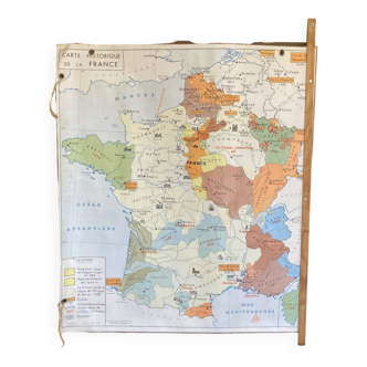Historical school geographic map of France and Europe