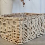 Vintage white wicker storage baskets