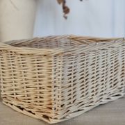 Paniers de rangement vintage en osier blanc