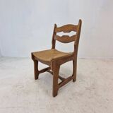 Ensemble de 6 chaises rasoir en chêne brutaliste, France, années 1960