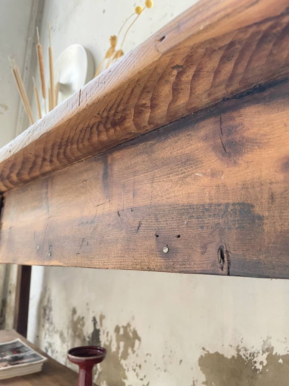 Drapery console table in pine