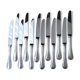 Box of 12 table knives in stainless steel and silver metal