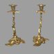 Pair of Art Deco candlesticks vine leaves and grape clusters - Bronze