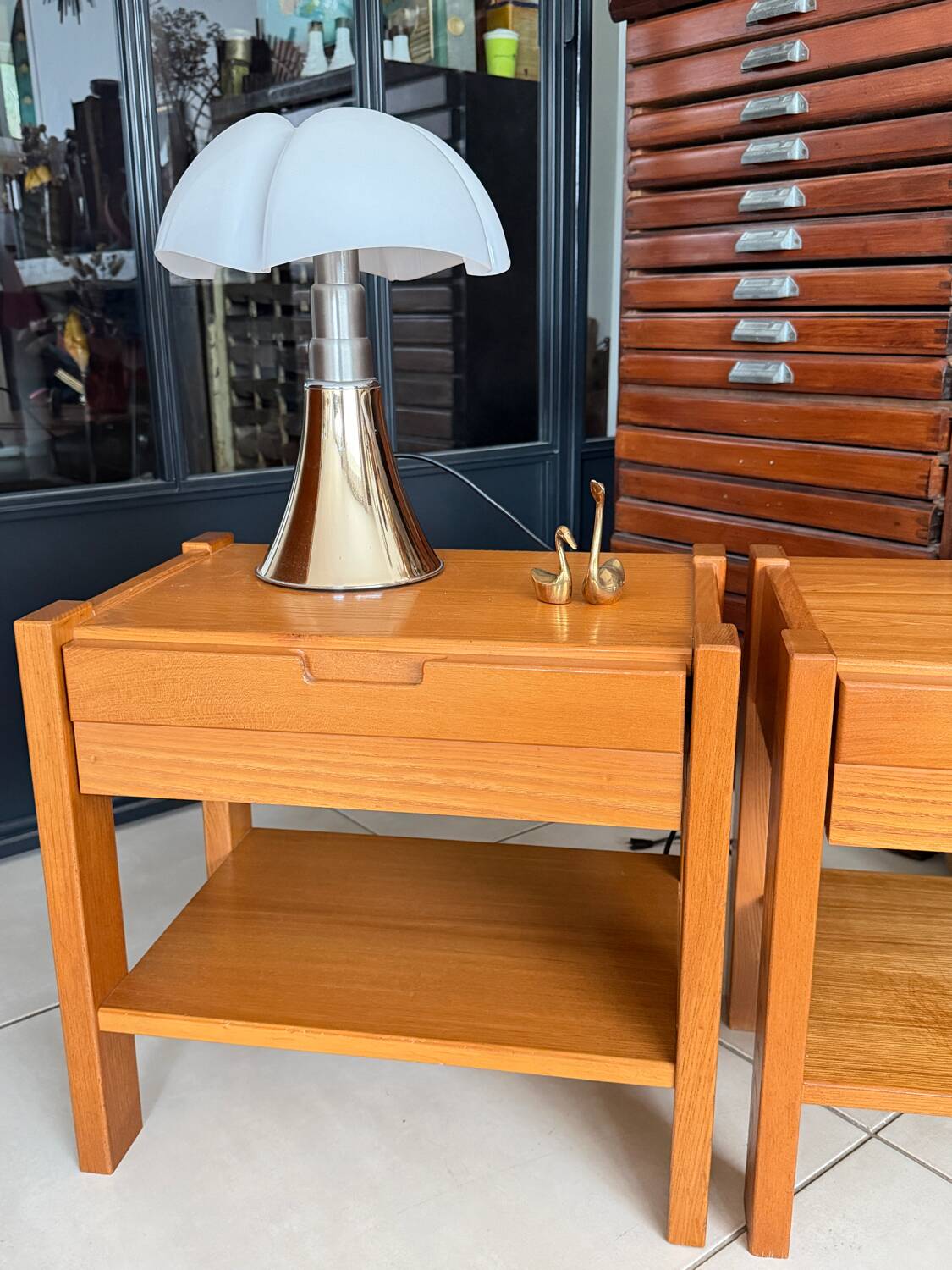 Vintage Simat bedside tables in elm – 1970