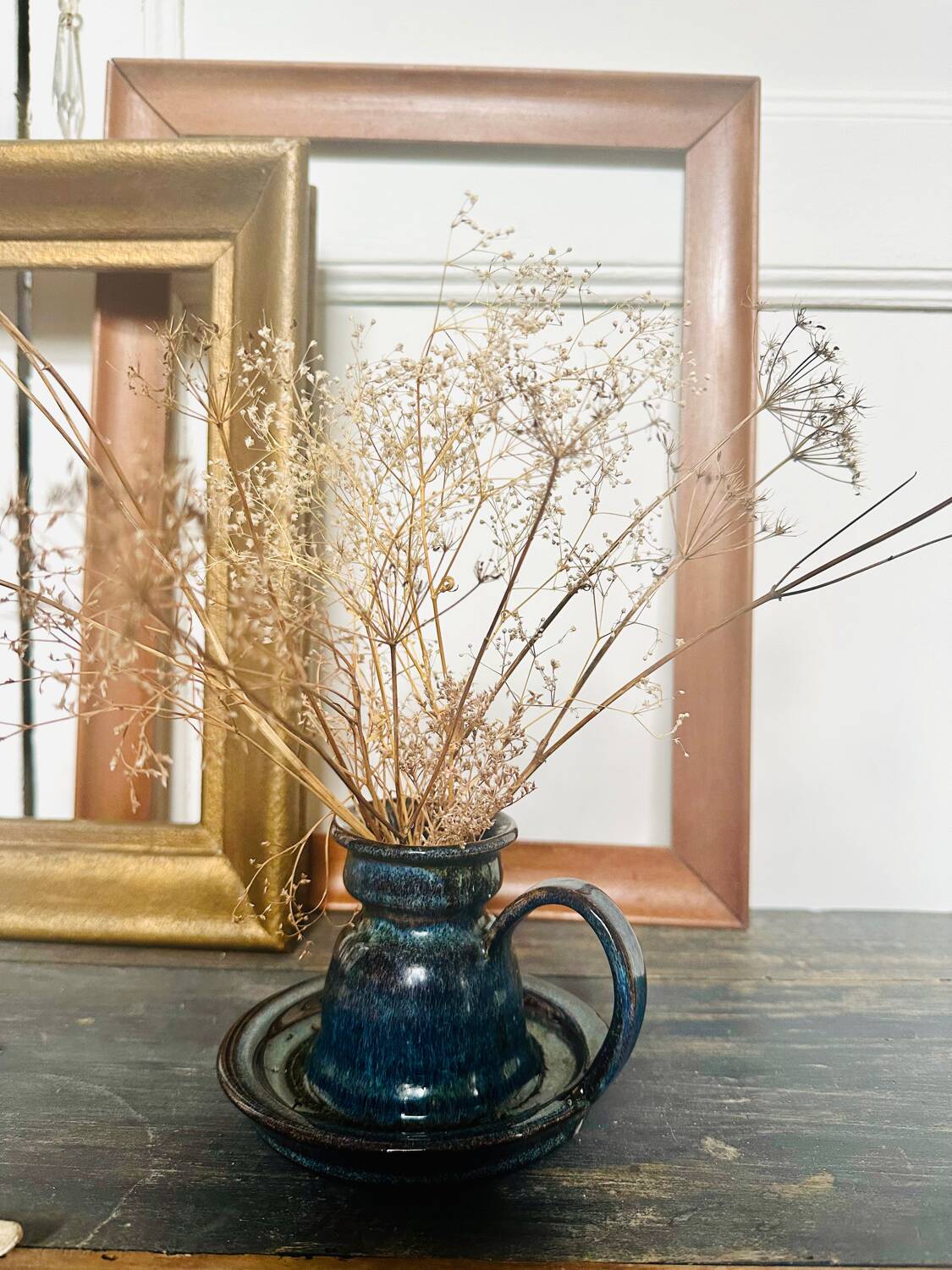 Enameled stoneware candle holder