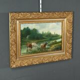 Oil on Canvas “Pastures” by N. Okolowicz – Early 20th Century