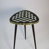 Table d'appoint style années 50, console, noir/blanc, 3 pieds élégants