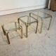 Tables gigognes vintage années 70 en laiton et verre – set de 3