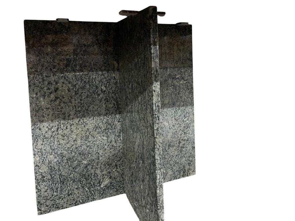 Vintage square dining table in green marble / wabi-sabi table