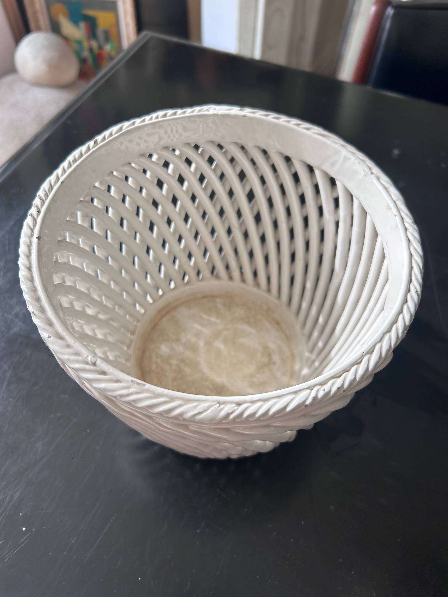 woven earthenware pot cover 1950