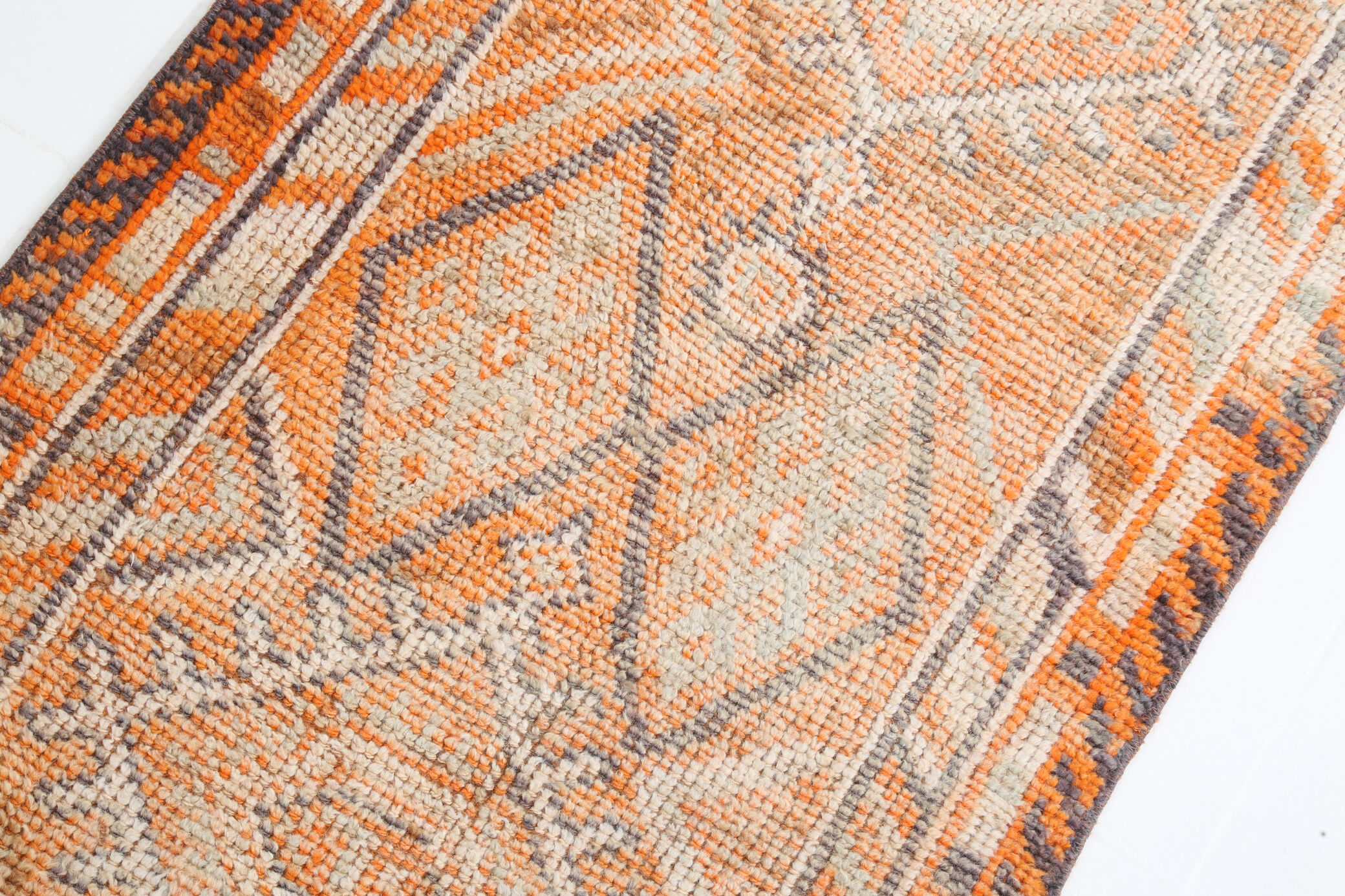 Pale orange herki runner rug 74x392cm