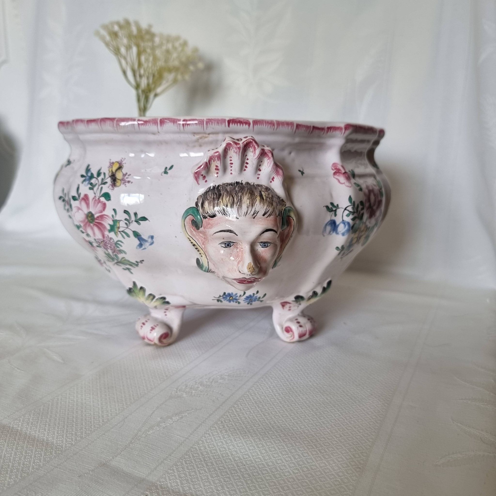 Antique 18th century Marseille earthenware planter by Veuve Perr