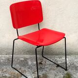 2 red and black stacking dining chairs Bononia