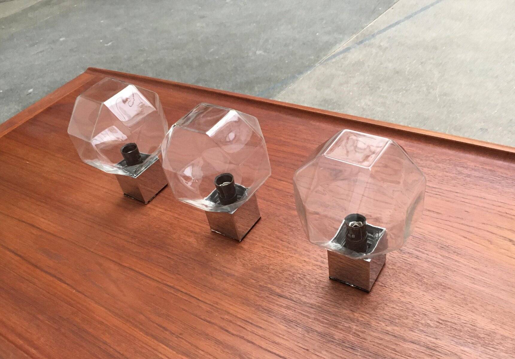 German Vintage Lamps Space Chrome and Glass by Motoko Ishii for Staff
