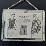 Antique "Fashion" illustration inserted under a mirror. Cabinet of Curiosities