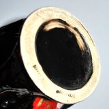 VALLAURIS ceramics Black and red enamelled vase with handle VINTAGE 1950-1960