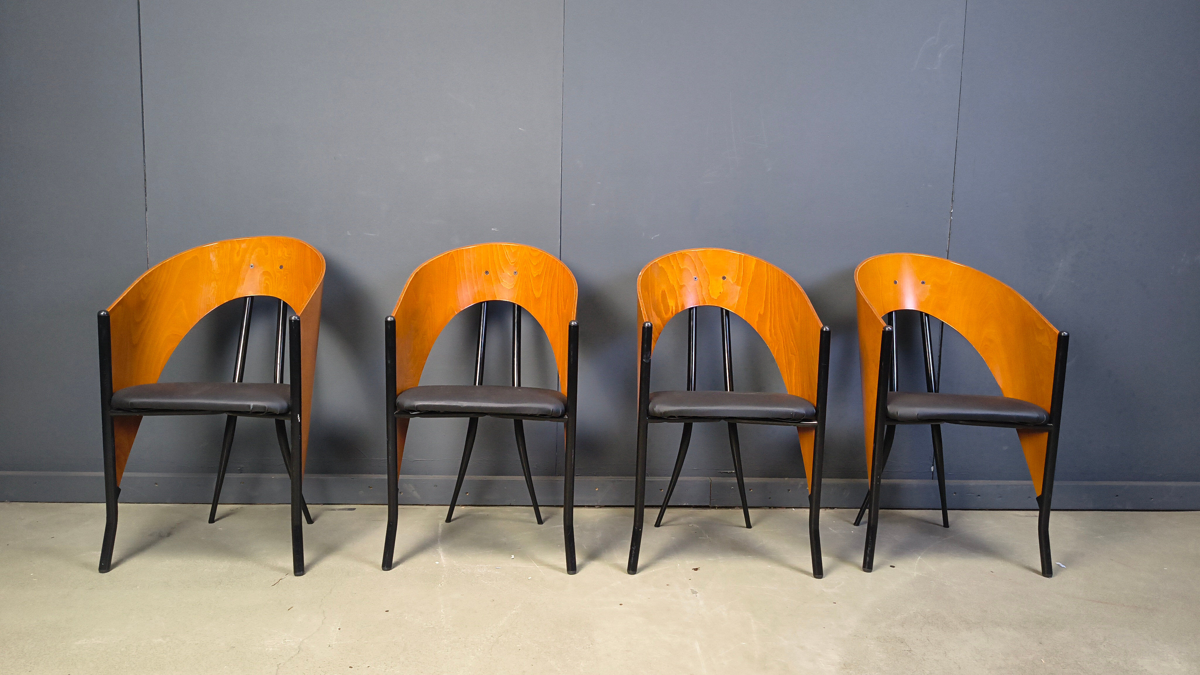 Postmodern Spanish dining chairs, 1980s - set of 4