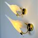 Pair of "Calla Lily" leaf-shaped wall sconces, Murano glass & gilt brass, Italy 1970s