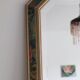Miroir biseauté en bois peint vintage