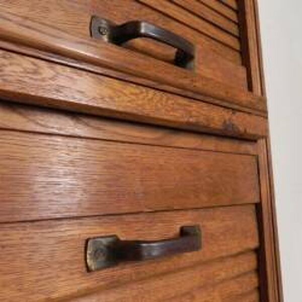 Boîte à rideaux roulants de 229 cm de haut avec deux rideaux l'un au-dessus de l'autre, années 1930