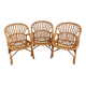 Suite of three rattan armchairs 1960 with original patina