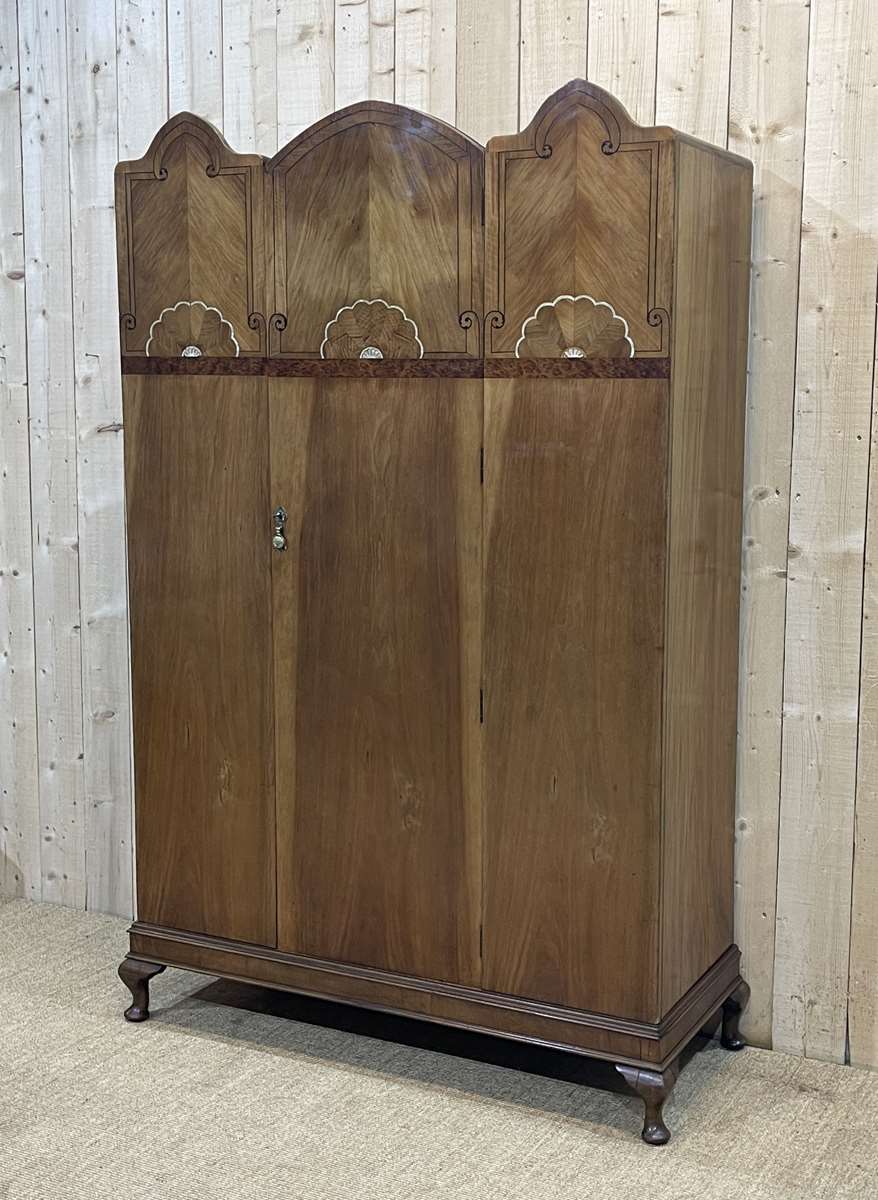 Art Deco walnut wardrobe and marquetry