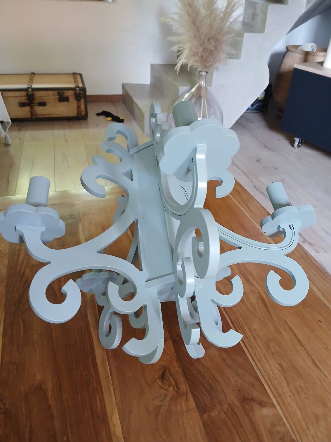 Gustavian style wooden chandelier