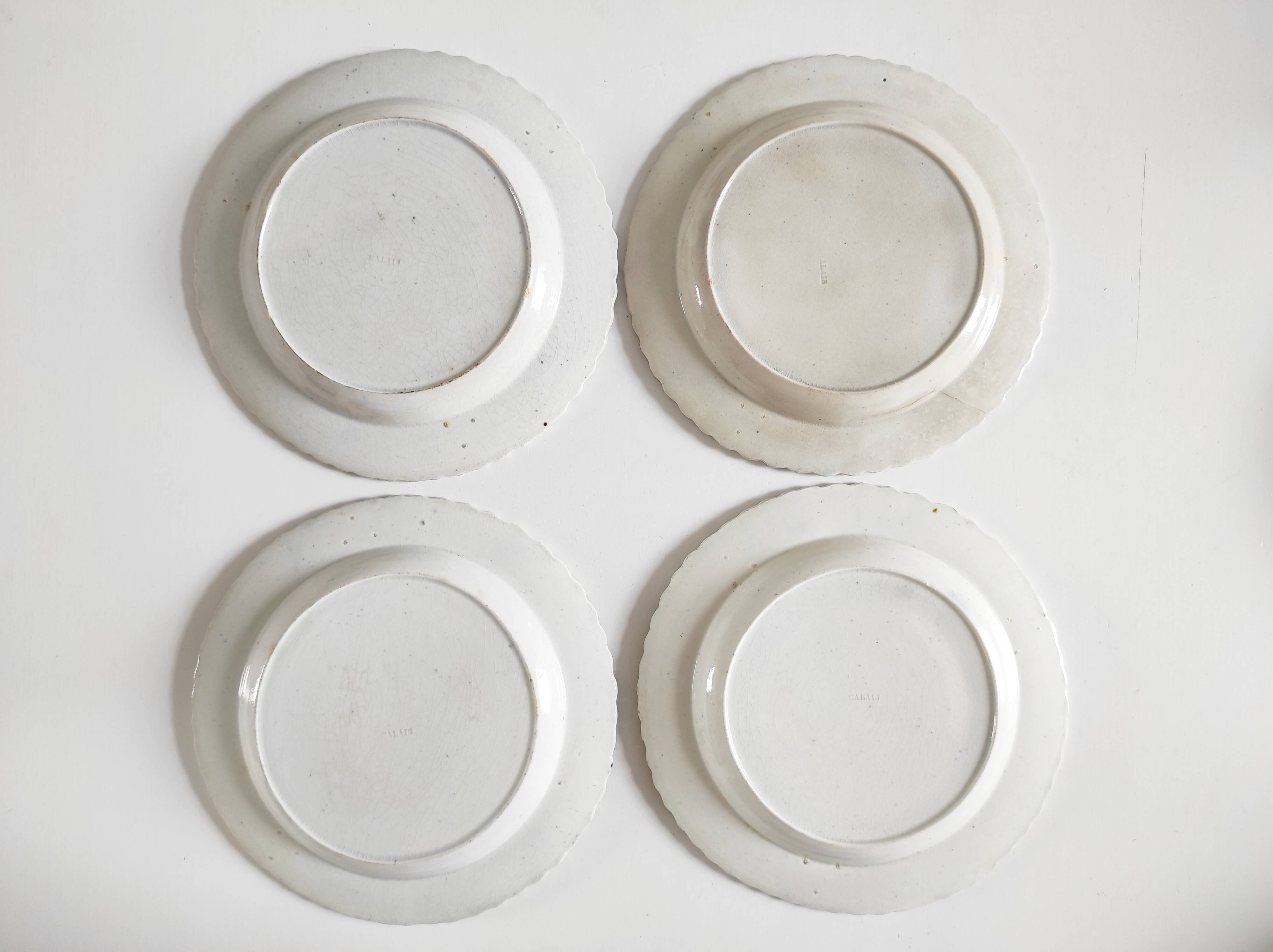 Calais earthenware 4 pagoda plates