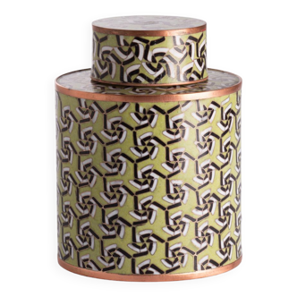 Cloisonné enamel pot collection Harmonie Spiralée Jade "Moyenne Beauté"