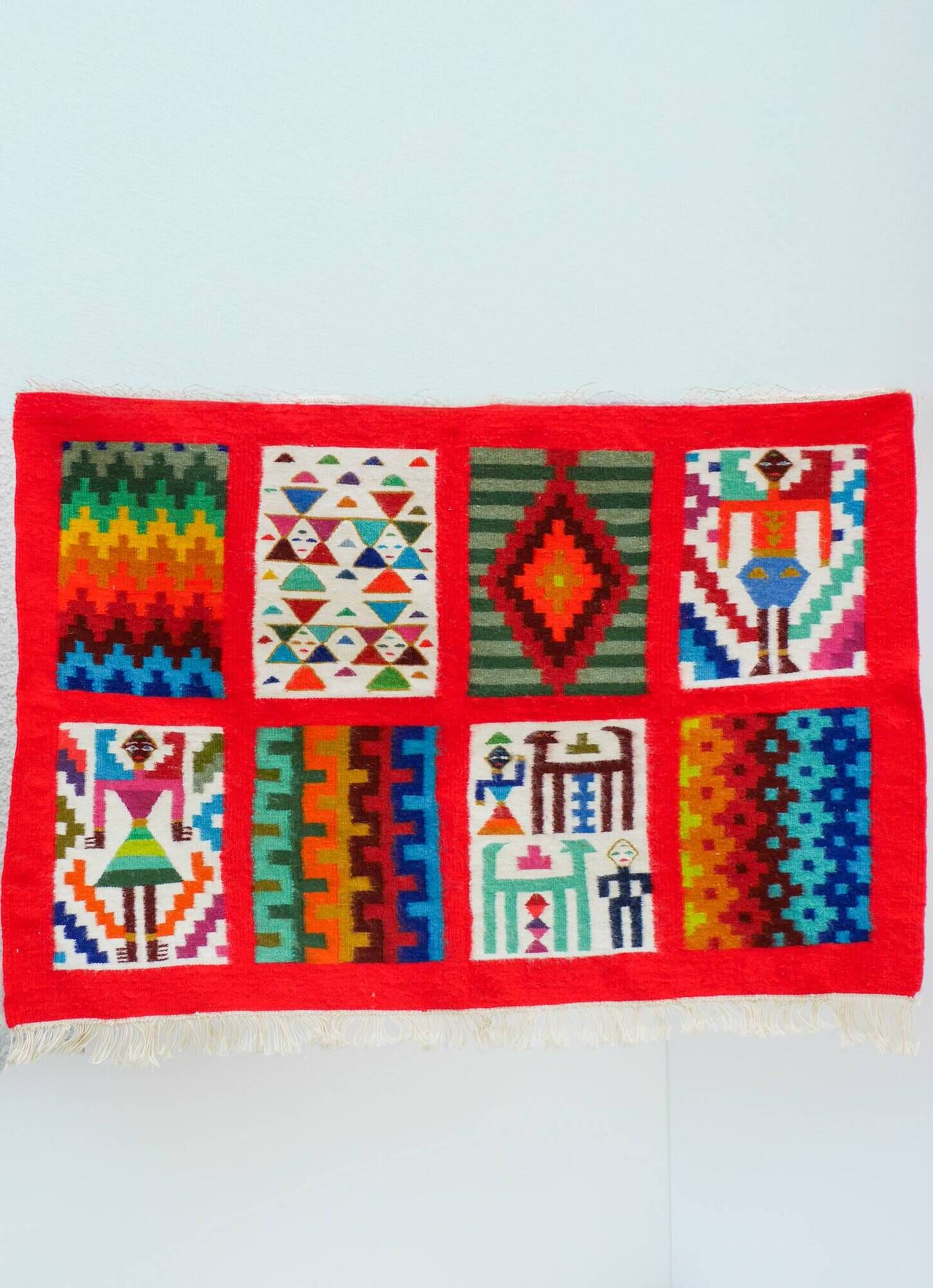Vintage Berber Kilim, traditional wall tapestry from the popular art of Gafsa