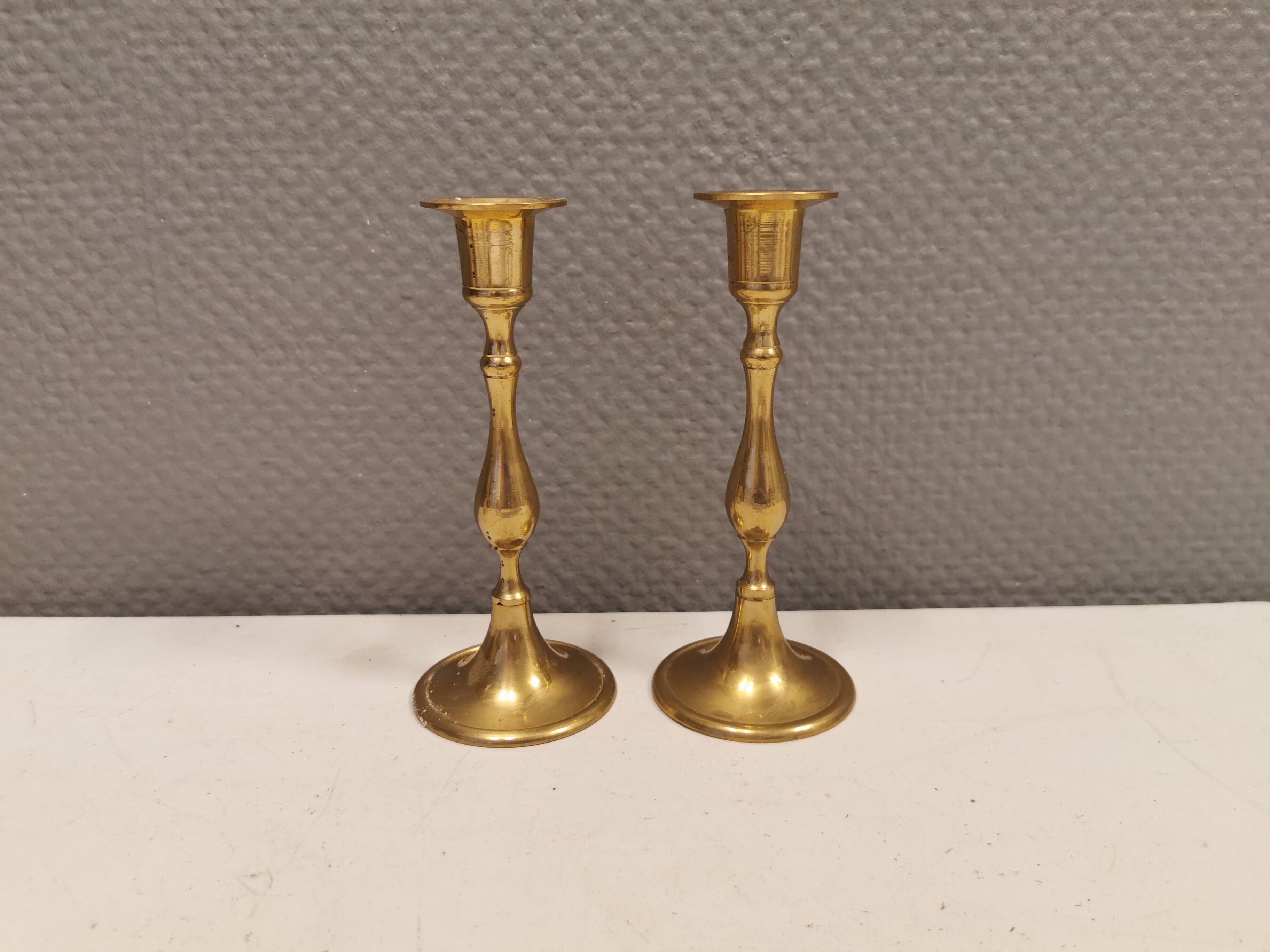 A set of classic Danish brass candle holders. Estimated 1960s.