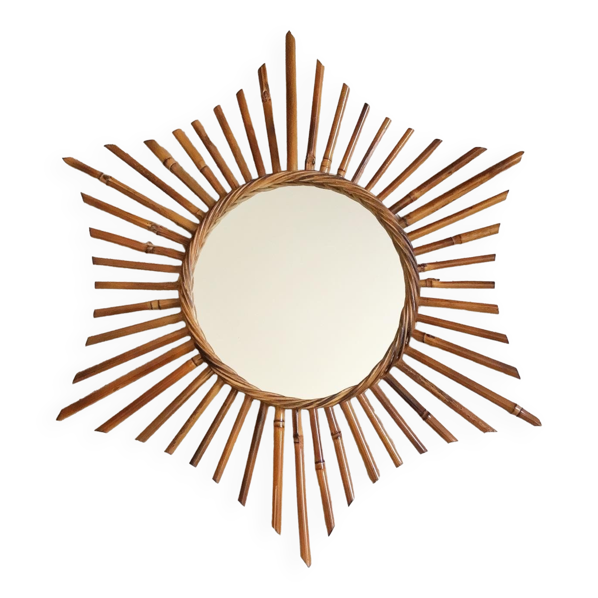 Vintage rattan sun mirror