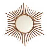 Vintage rattan sun mirror