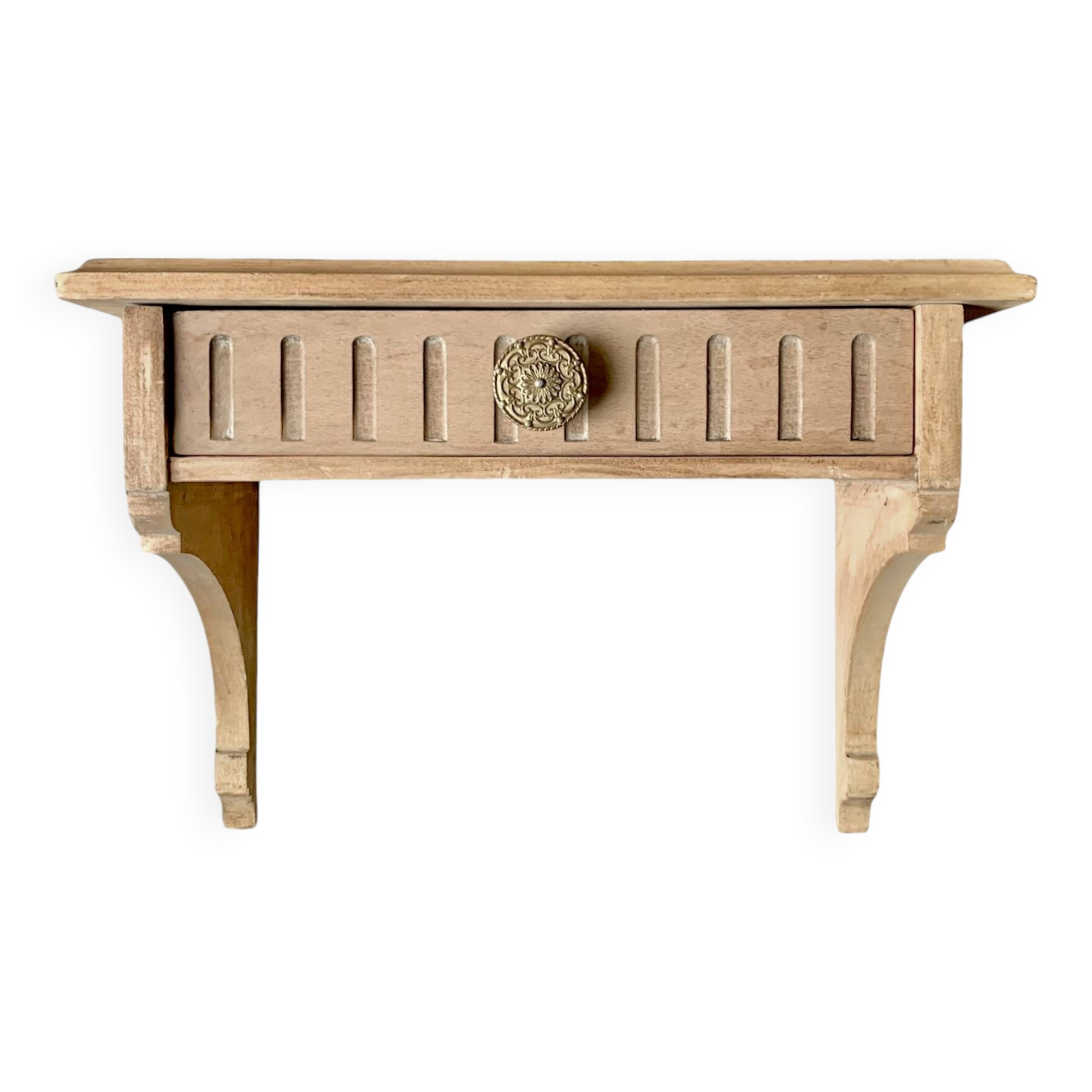Old small hanging shelf in solid wood