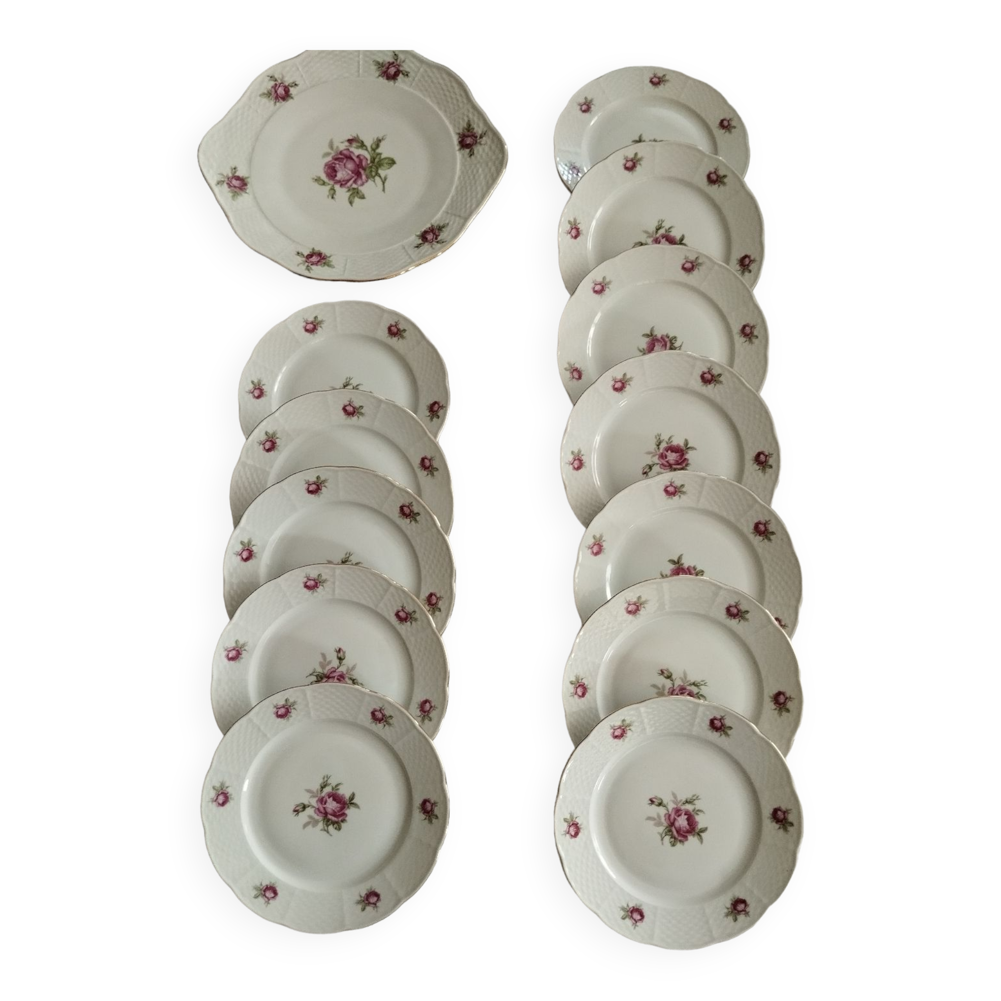 Porcelain dessert set 13 pieces vintage 1930 Thun TK Czechoslovakia