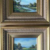 Paintings during HSP "Animated landscapes / river" signed Lefranc + frame XX°