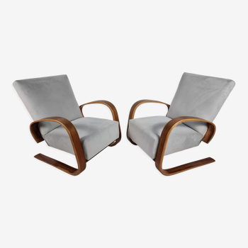 Fauteuils mid-century en noyer par Miroslav Navratil pour Up Zavody, 1940s, set de 2