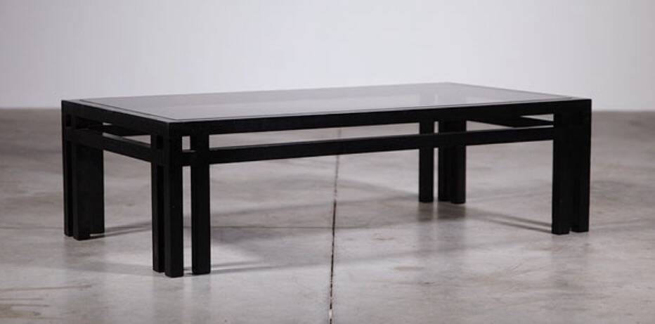 Wood and glass coffee table by Jean-Michel Wilmotte