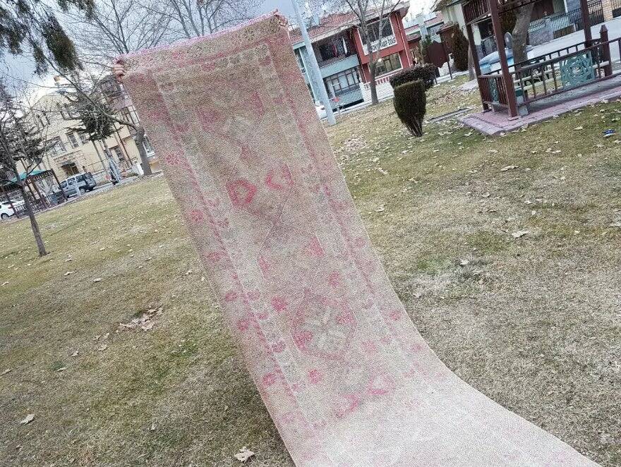 Vintage Turkish hallway rug 88x407 cm