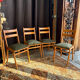 Set of 4 vintage chairs in wood and corduroy – 1950s/60s