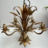 Lustre métal champêtre Épis de blé doré 5 branches