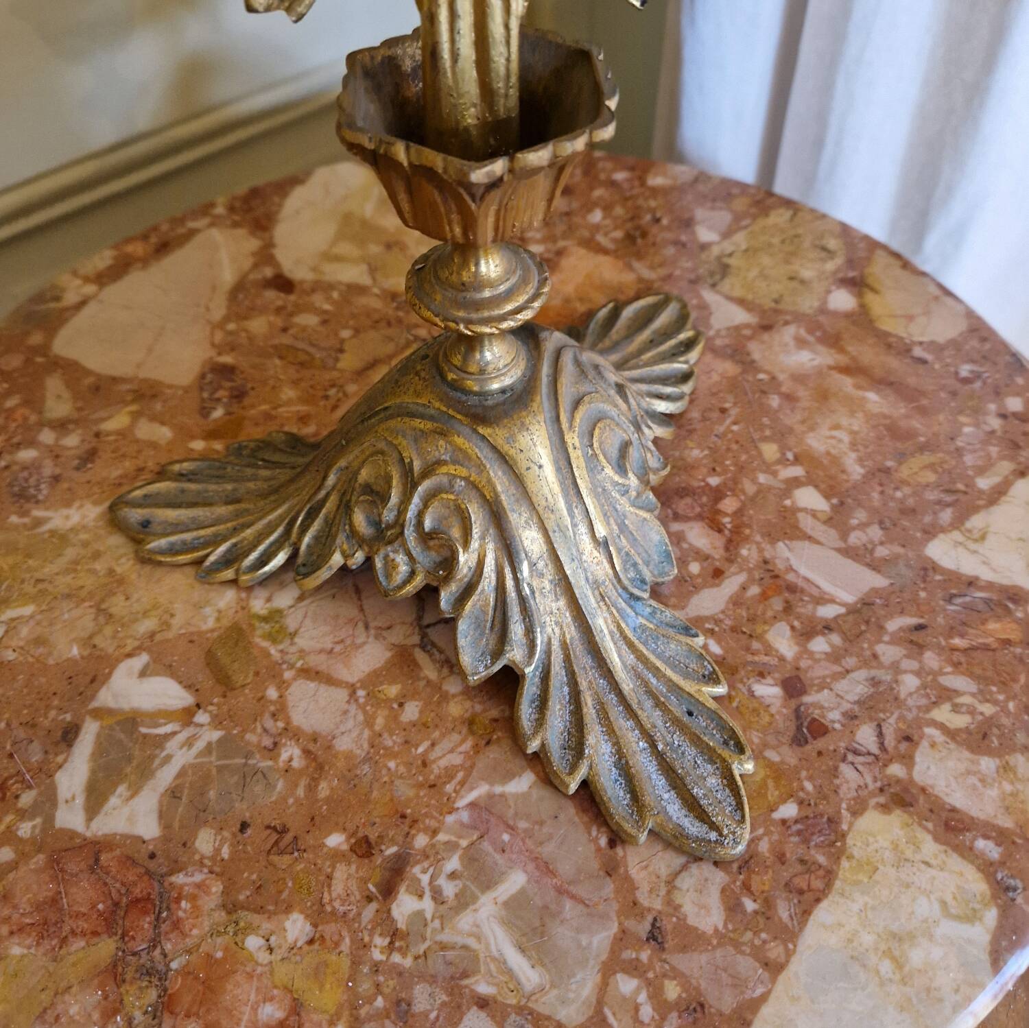 Antique bronze and brass candelabrum, large model, 19th century candlestick.