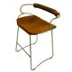 Pair of Hug bar stools in tobacco colour and brass metal.