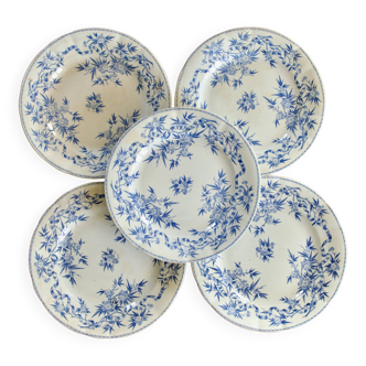 Assiettes plates en terre de fer Sarreguemines "Epine", XIXe