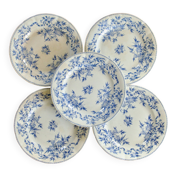 Assiettes plates en terre de fer Sarreguemines "Epine", XIXe