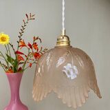 Vintage pink frosted glass lampshade pendant light