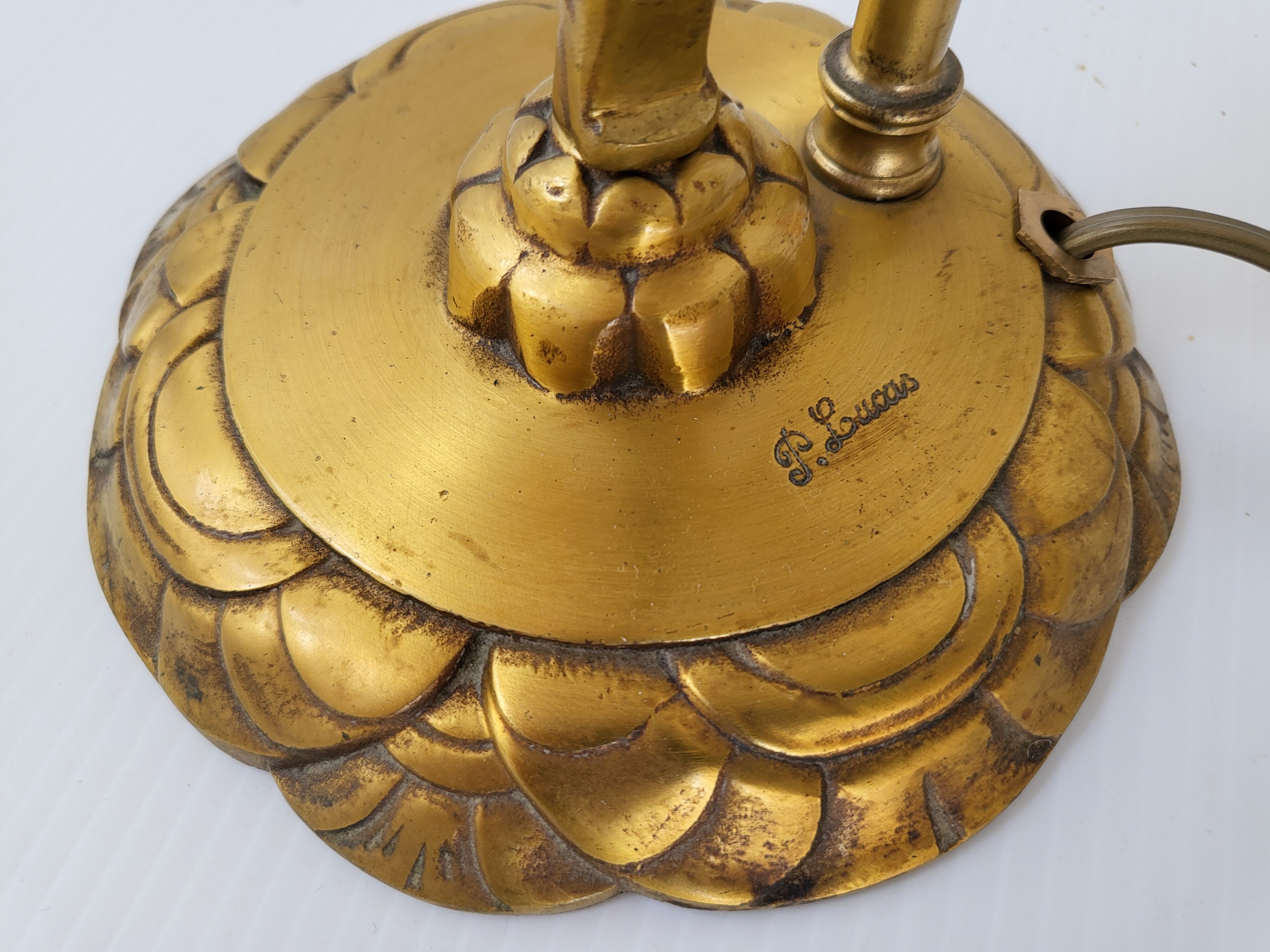 Art Deco lamp by P. Lucas in bronze