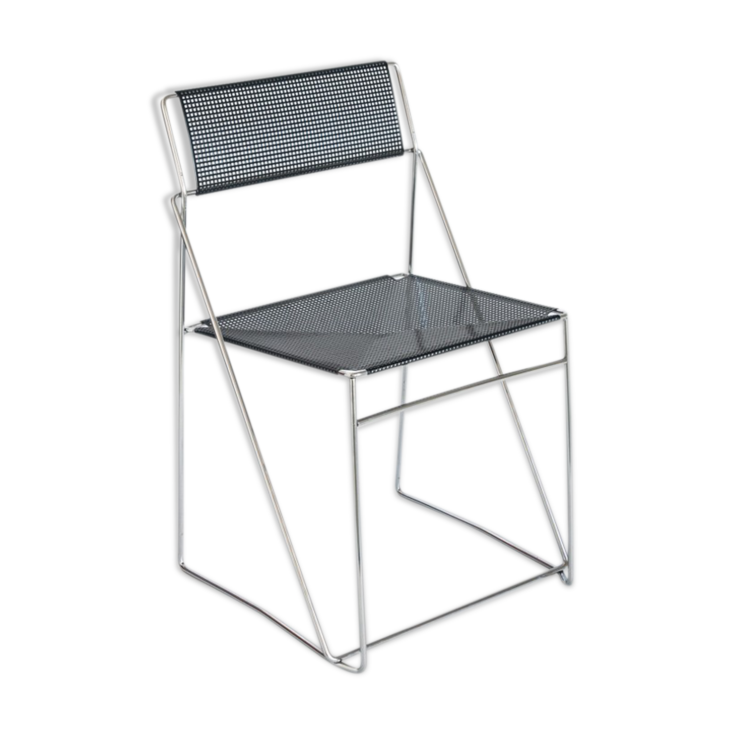 Vintage X-Line chair in enamelled and chromed metal by N.J. Haugesen for Bent Krogh