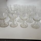 Set of 10 faceted wine or water glasses