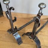 Large wrought iron andirons from the 18th century